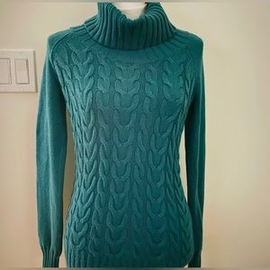 Banana Republic Chunky Knit Green Turtleneck Pullover Sweater 118